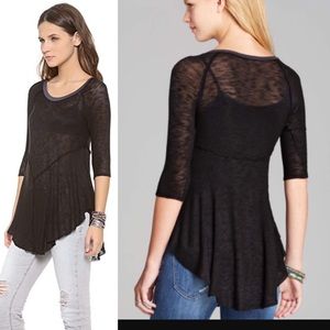 Free people black peplum tunic tee top